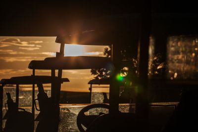 Oubaai Golf Estate Sunset Through Golf Cart